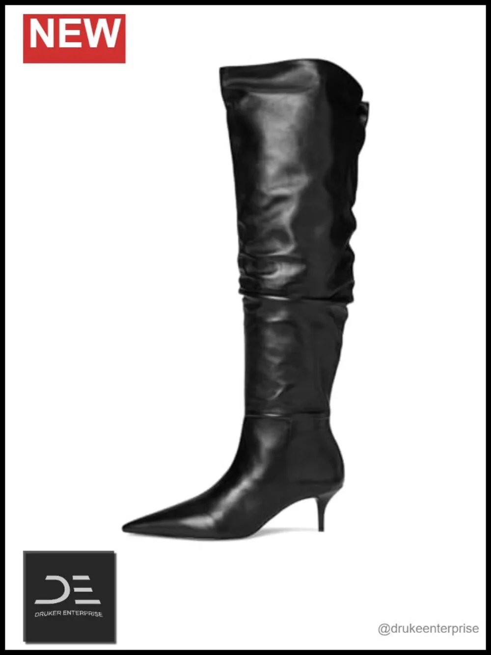 Mid Stiletto Over the Knee Leather Boot
